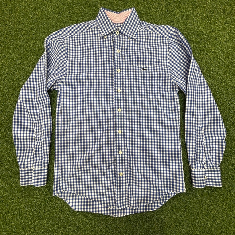 Vineyard Vines Mens XS Classic Fit Tucker Shirt Blue Gingham Cotton Button Down